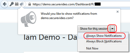 Firefox notifications option: Always show notifications